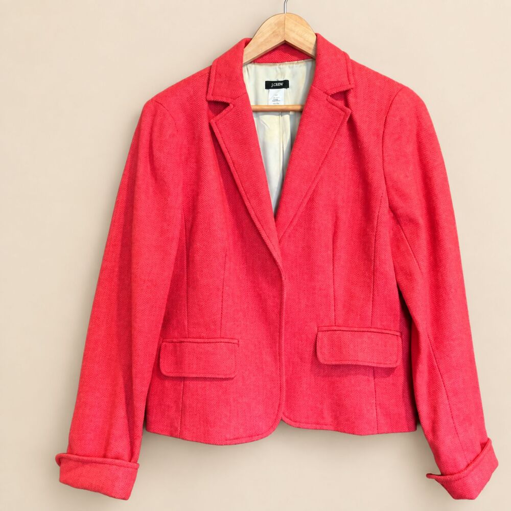 J CREW Ecole Wool Herringbone Tweed Blazer Riding Jacket Sz 6